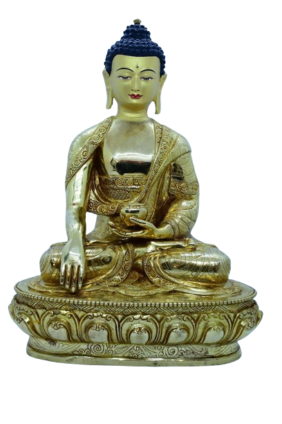 Handcrafted Brass Shakyamuni Buddha Statue – Golden Finish